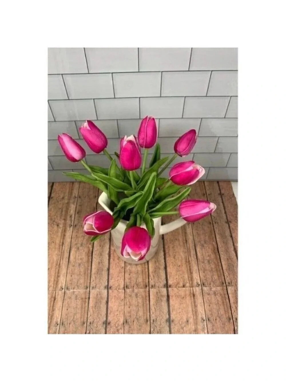 Farmhouse Artificial Pink Tulips 14 Inch Realistic Bundle Of 10 Fake Mom Gift